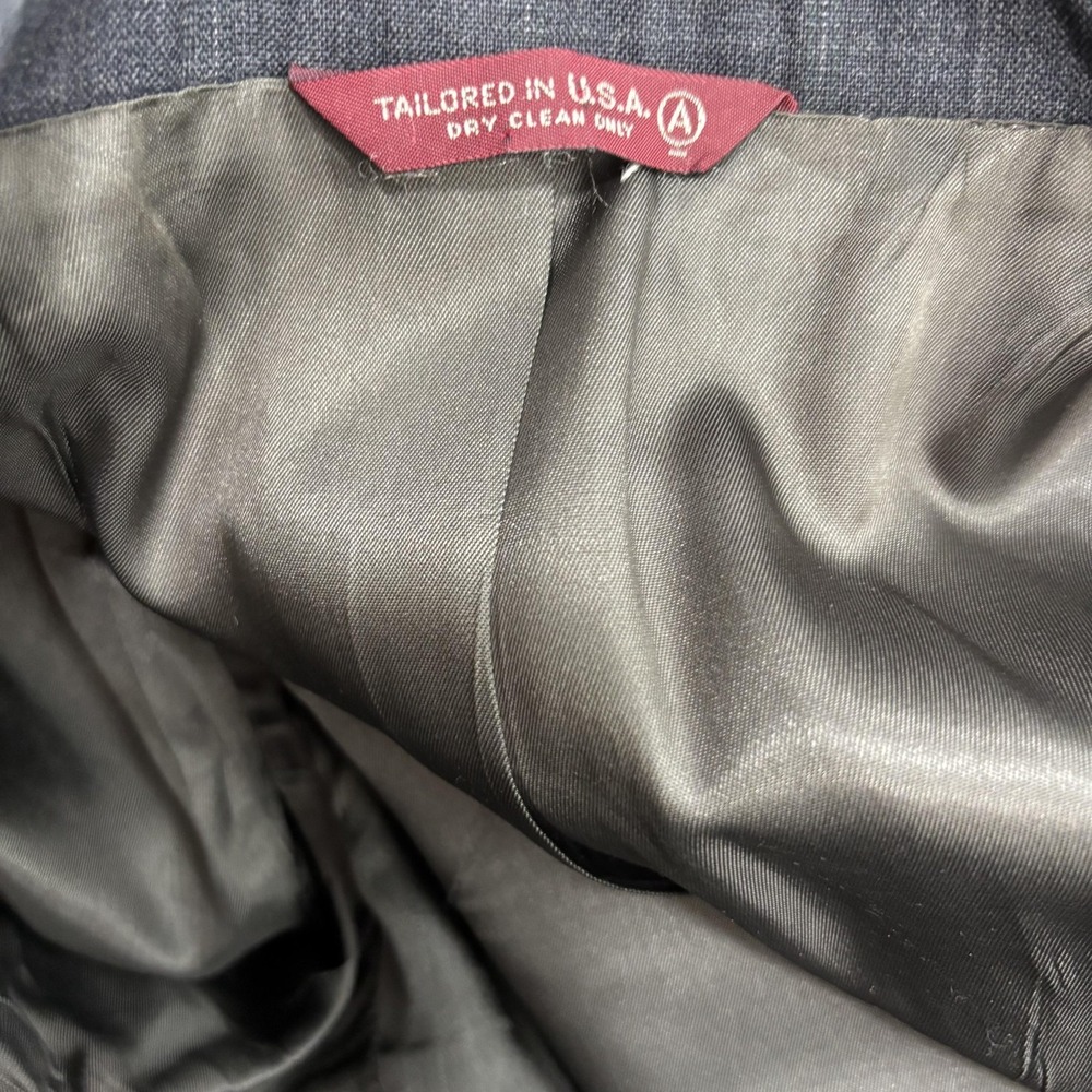 Vintage 2 Pc USA Made Double Breasted Suit Mens 44L 44x32 Old Money Jacket Pants - Picture 16 of 16